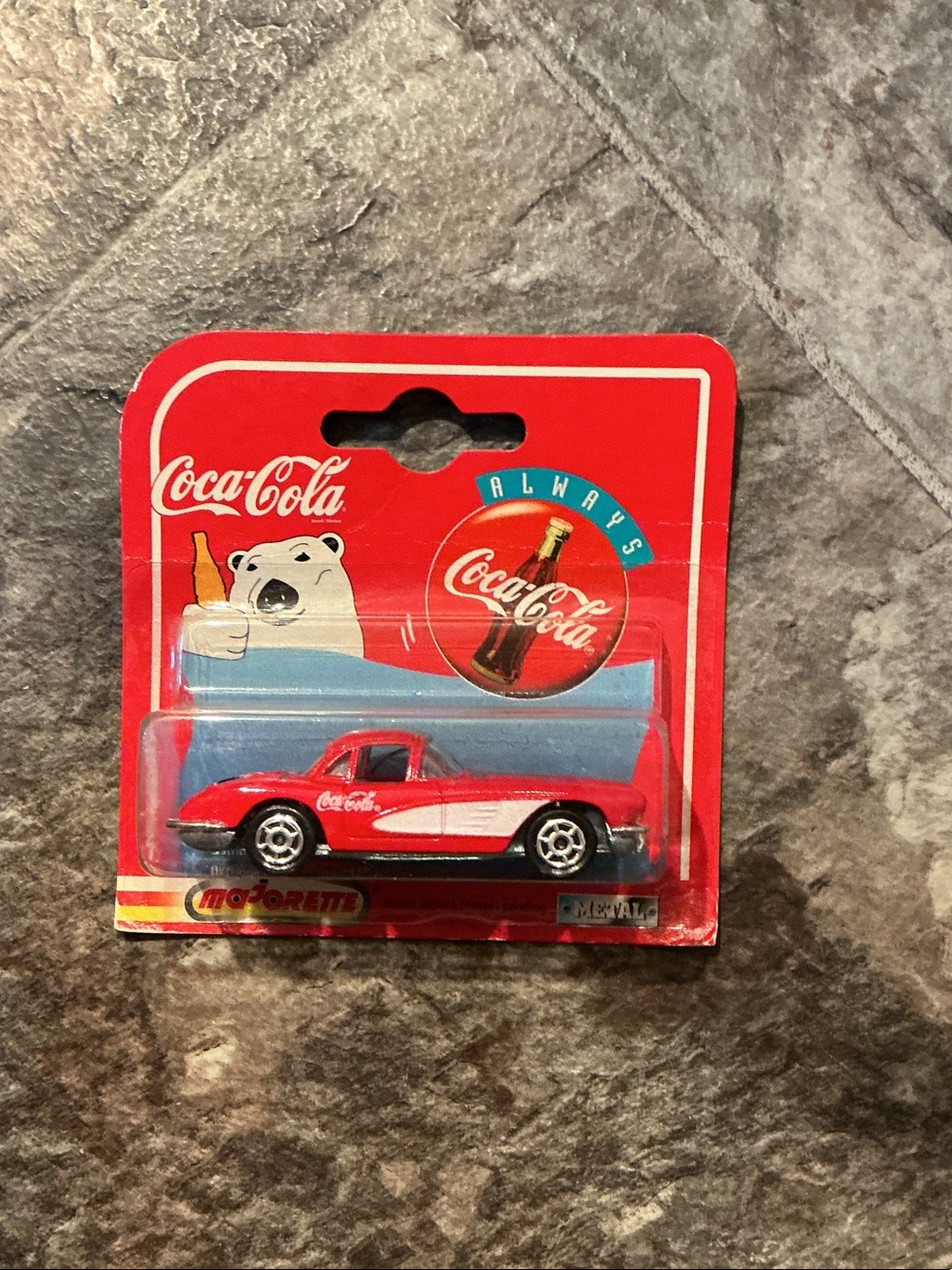 Coca Cola Red and White Die-Cast Toy Car in Branded Card